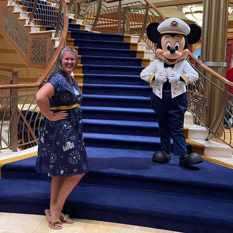 Heather with Captain Mickey on Disney Cruise Line