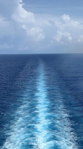 Ocean water behind cruise